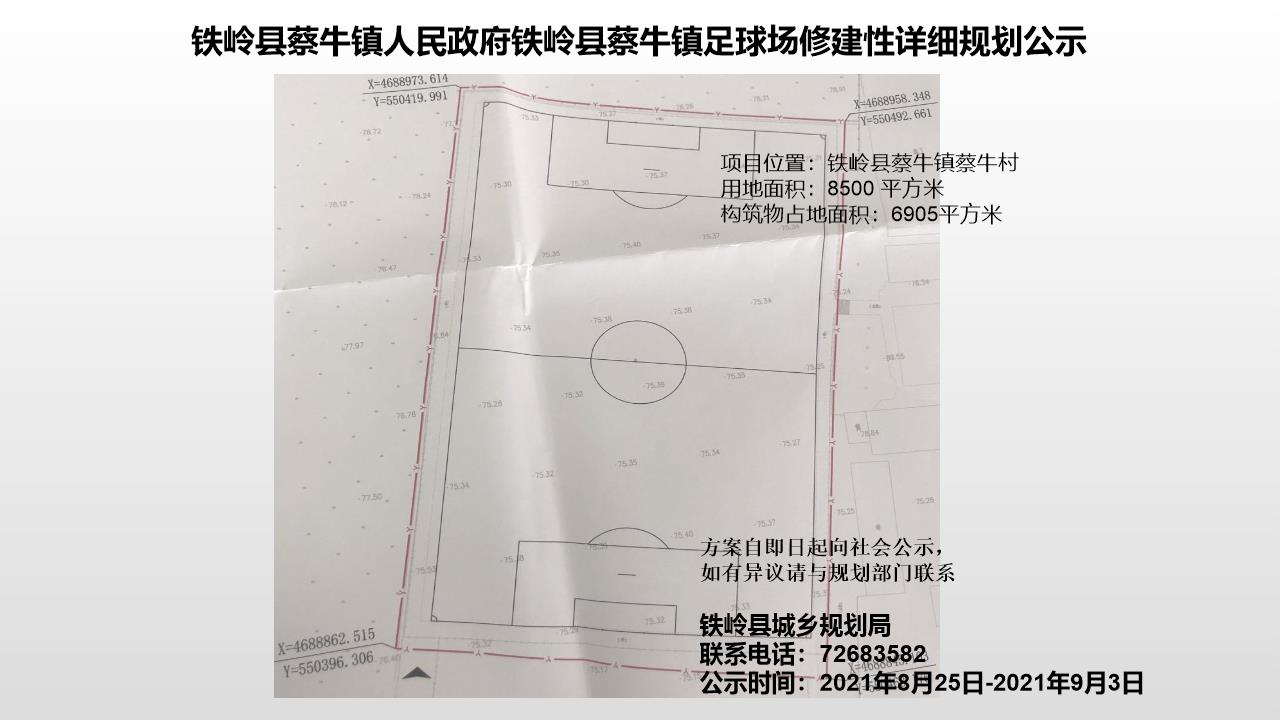 铁岭县蔡牛镇人民政府铁岭县蔡牛镇足球场修建性详细规划公示